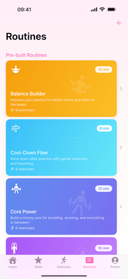 CheerFit guided workout routines on iPhone with timer and exercises